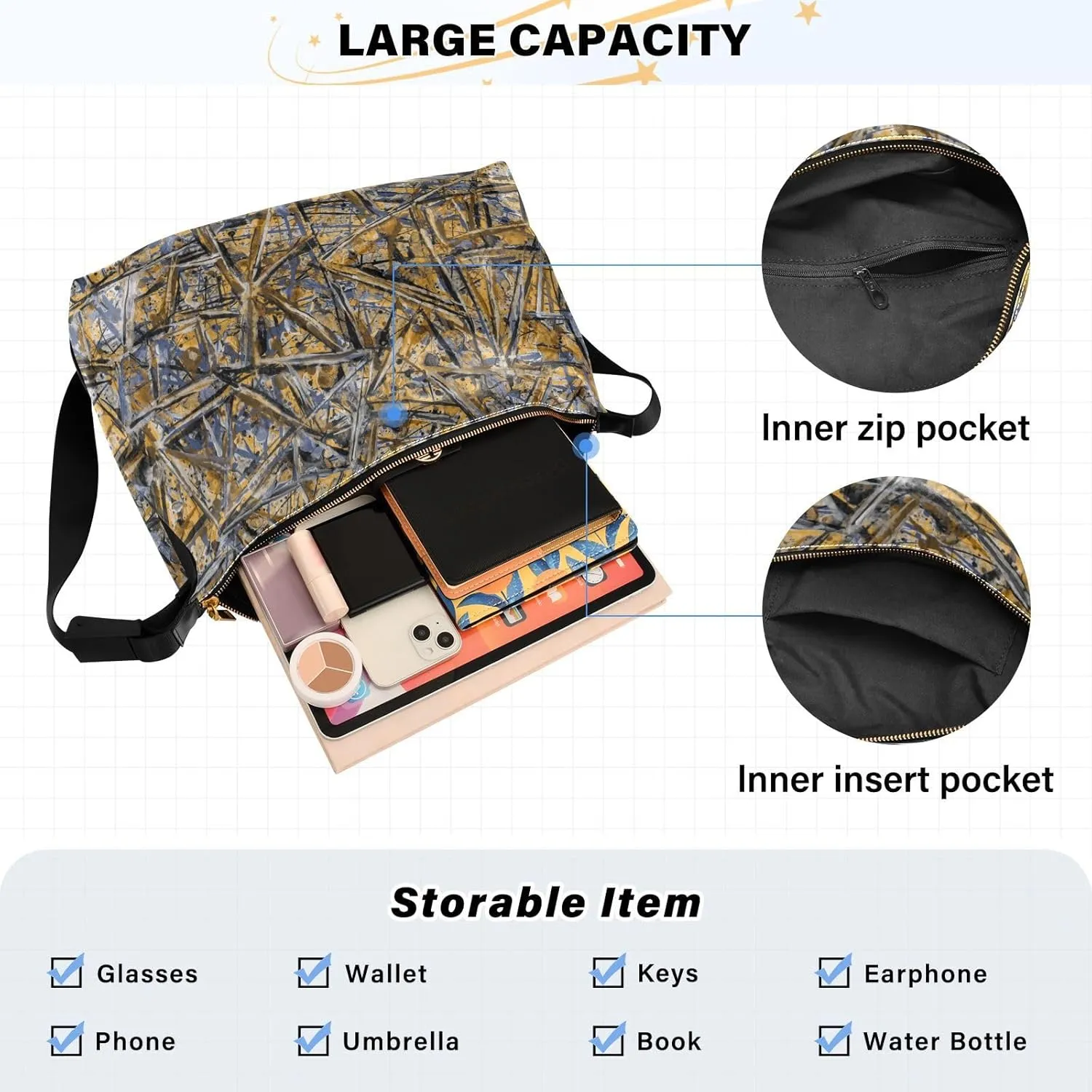 large Shoulder Bags Crossbody Purses Leather Handbag Clutch Hobo Purse for Women&Men T12