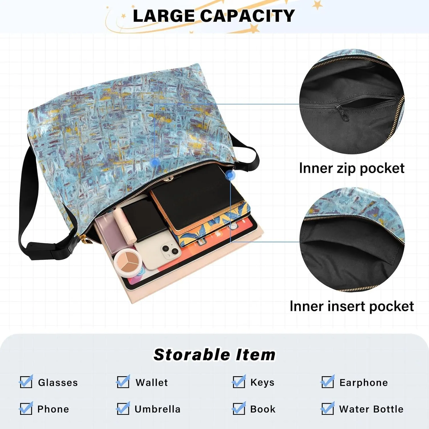 large Shoulder Bags Crossbody Purses Leather Handbag Clutch Hobo Purse for Women&Men T12