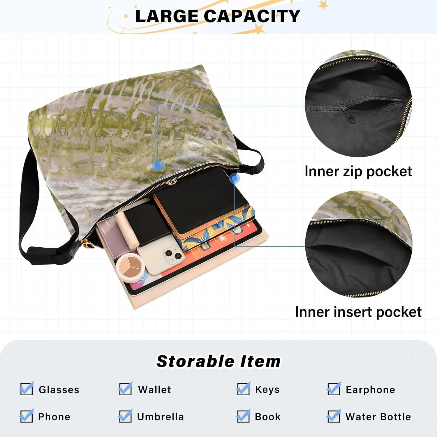 large Shoulder Bags Crossbody Purses Leather Handbag Clutch Hobo Purse for Women&Men T12