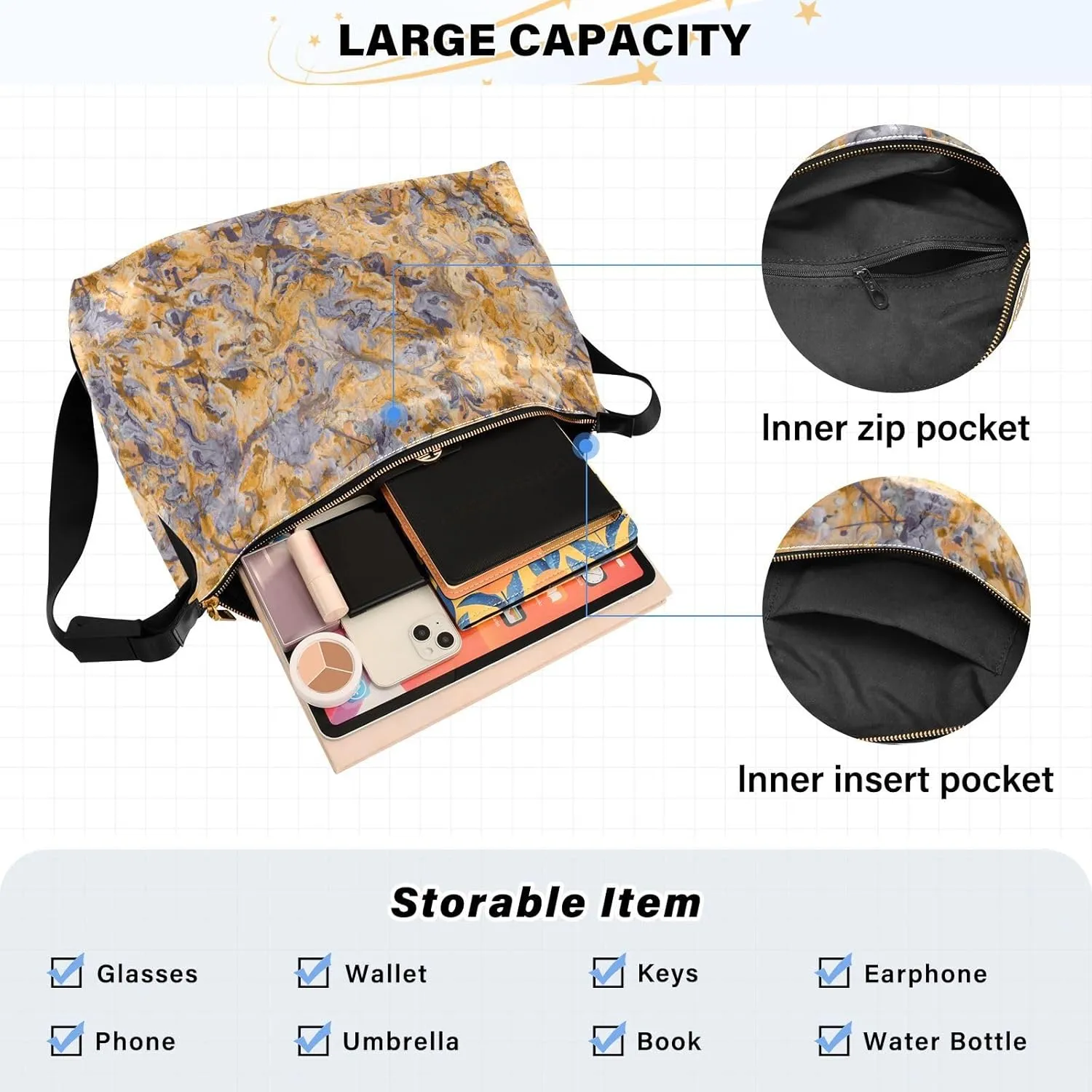 large Shoulder Bags Crossbody Purses Leather Handbag Clutch Hobo Purse for Women&Men T12