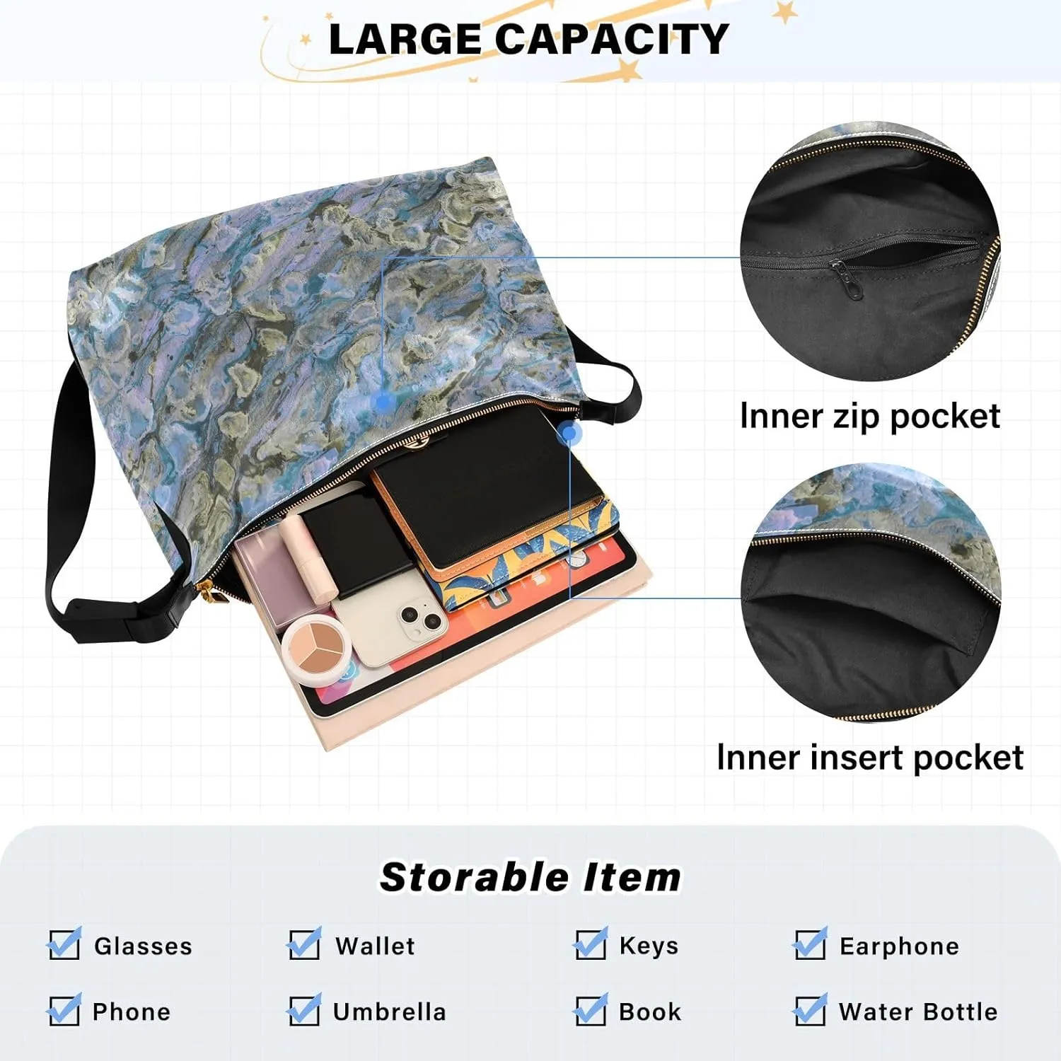 large Shoulder Bags Crossbody Purses Leather Handbag Clutch Hobo Purse for Women&Men T15