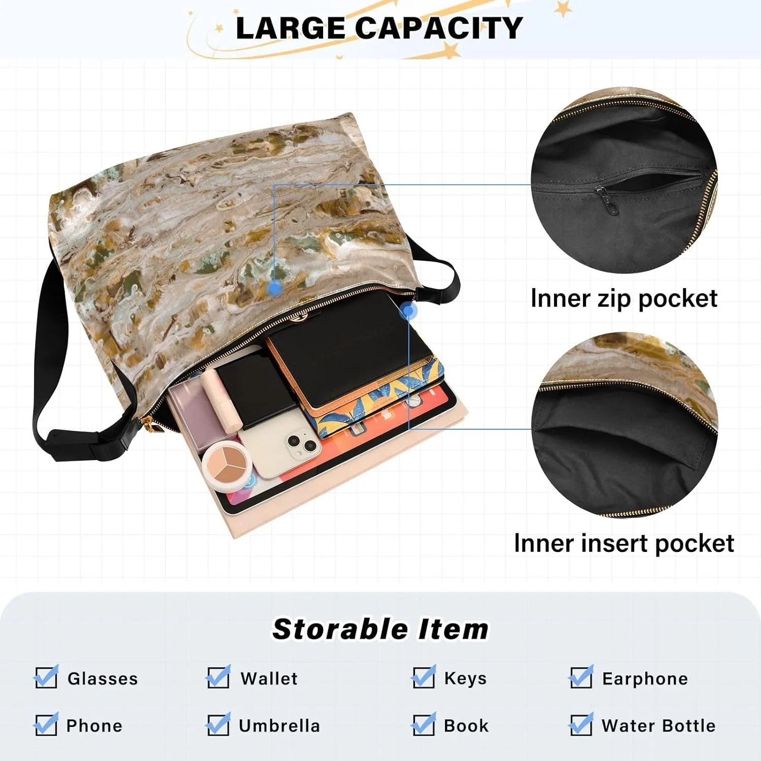large Shoulder Bags Crossbody Purses Leather Handbag Clutch Hobo Purse for Women&Men T15