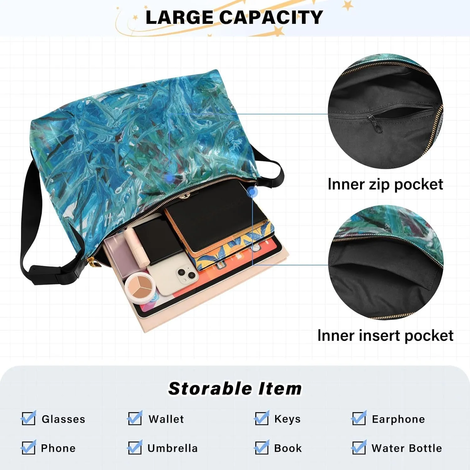 large Shoulder Bags Crossbody Purses Leather Handbag Clutch Hobo Purse for Women&Men T15