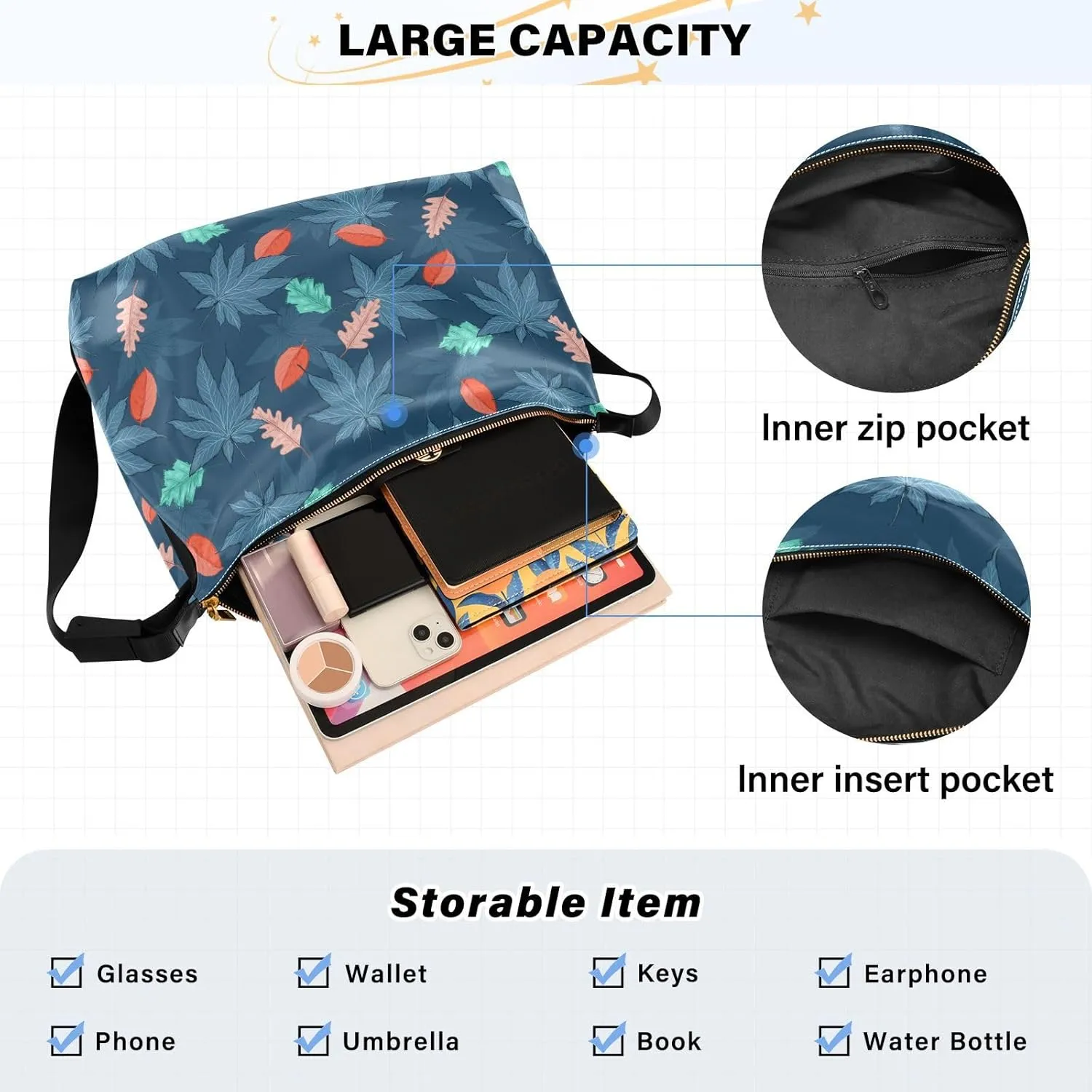 large Shoulder Bags Crossbody Purses Leather Handbag Clutch Hobo Purse for Women&Men T6