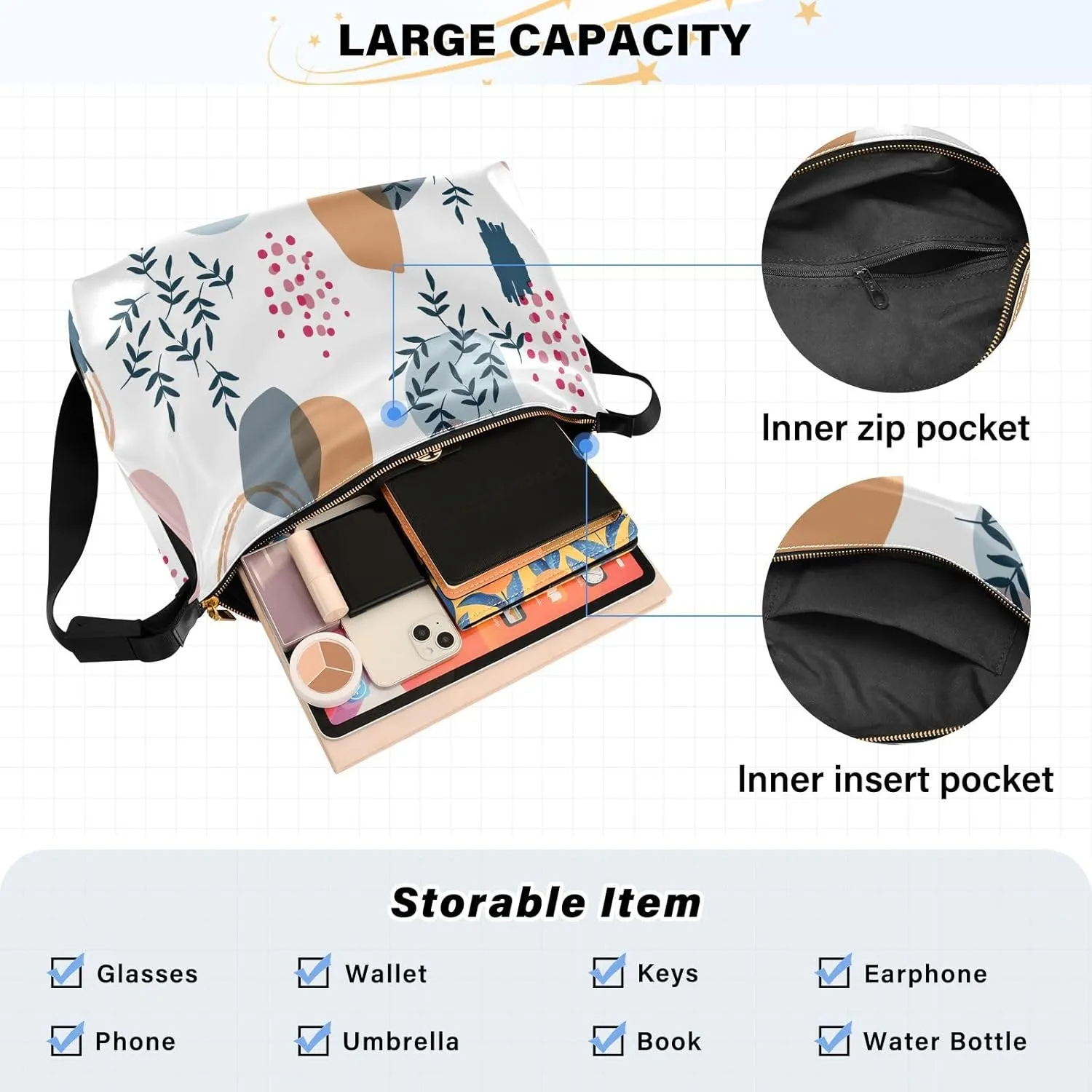large Shoulder Bags Crossbody Purses Leather Handbag Clutch Hobo Purse for Women&Men T6