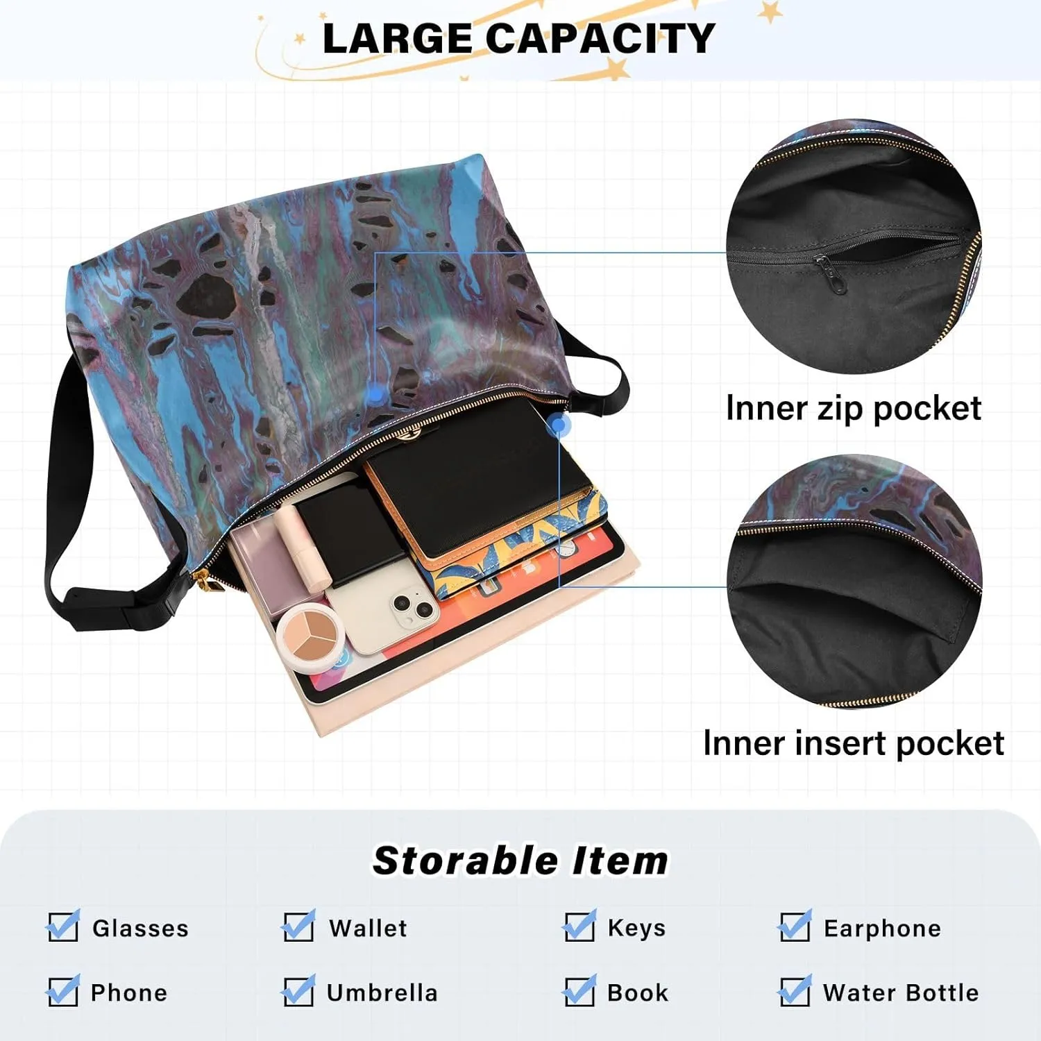 large Shoulder Bags Crossbody Purses Leather Handbag Clutch Hobo Purse for Women&Men T8