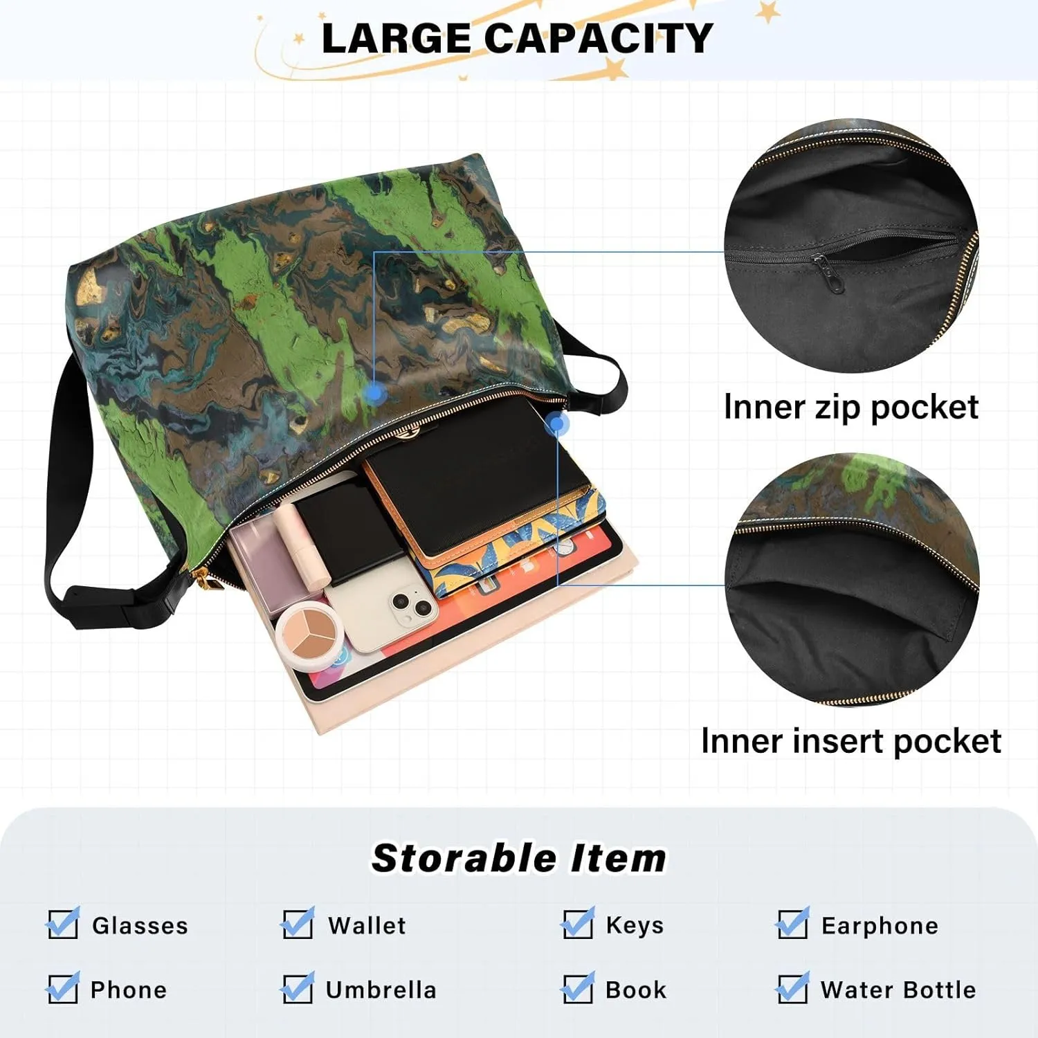 large Shoulder Bags Crossbody Purses Leather Handbag Clutch Hobo Purse for Women&Men T8