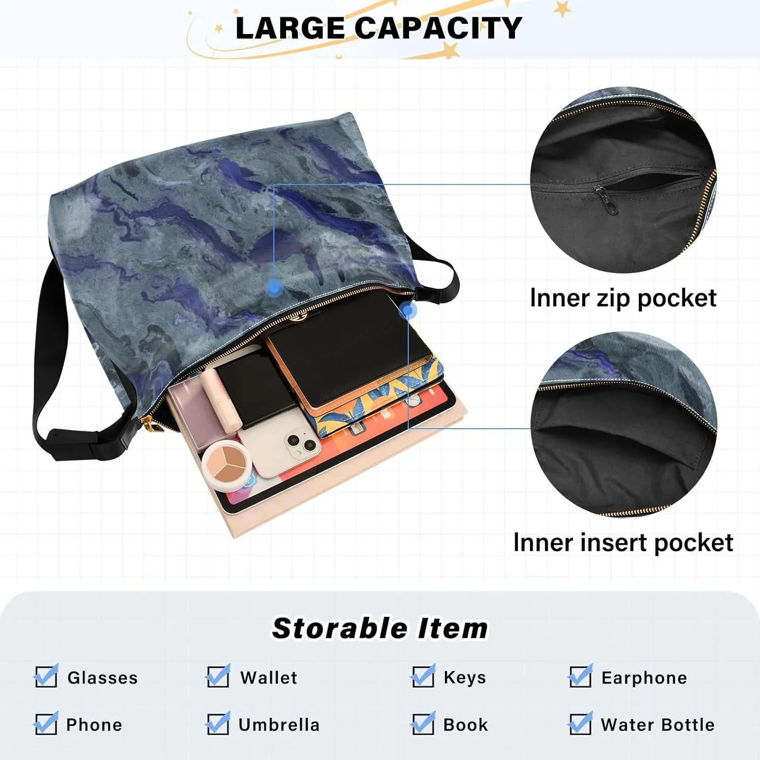 large Shoulder Bags Crossbody Purses Leather Handbag Clutch Hobo Purse for Women&Men T8