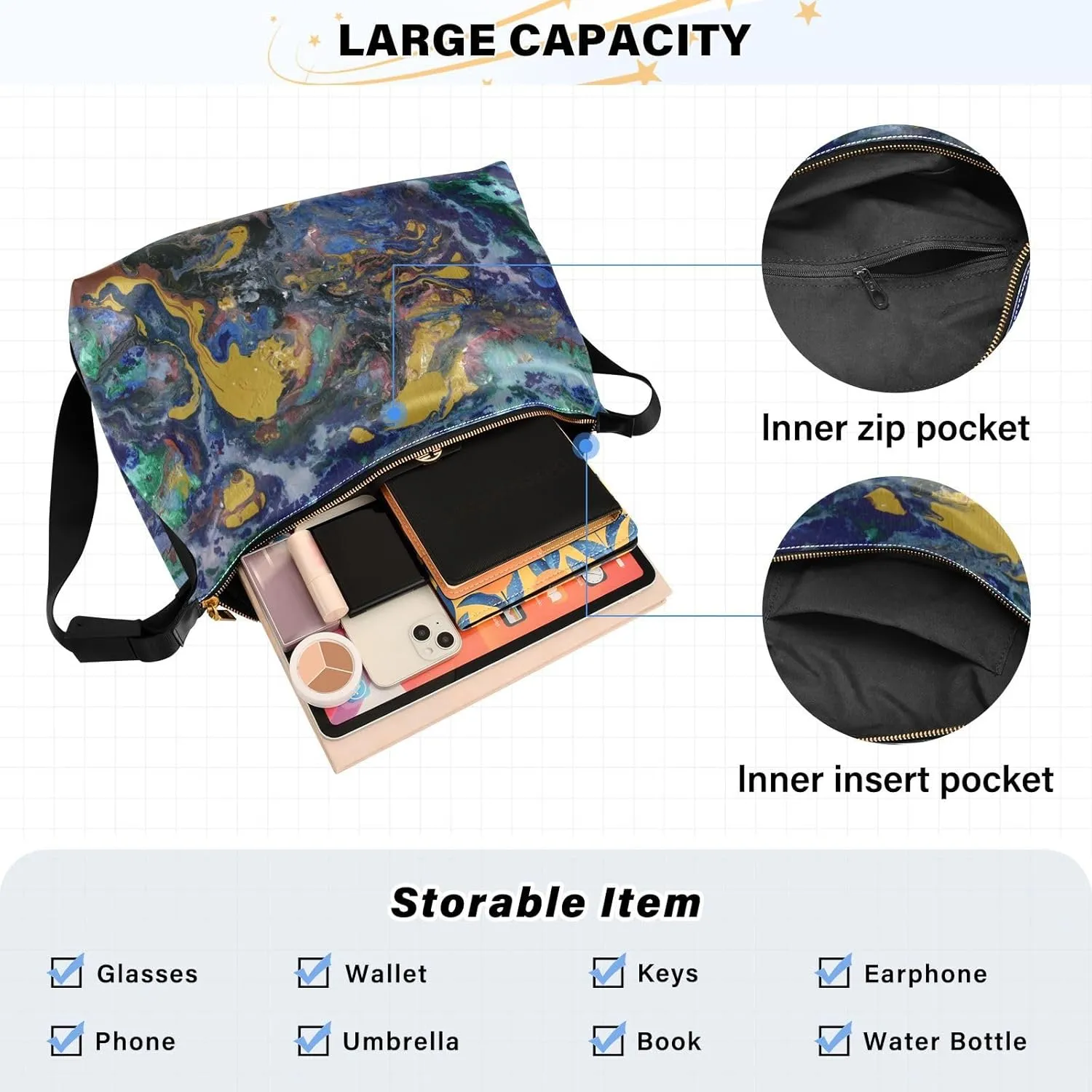 large Shoulder Bags Crossbody Purses Leather Handbag Clutch Hobo Purse for Women&Men T8