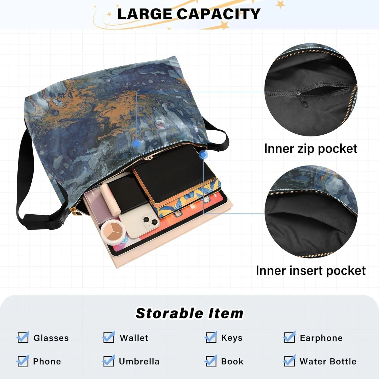 large Shoulder Bags Crossbody Purses Leather Handbag Clutch Hobo Purse for Women&Men T8