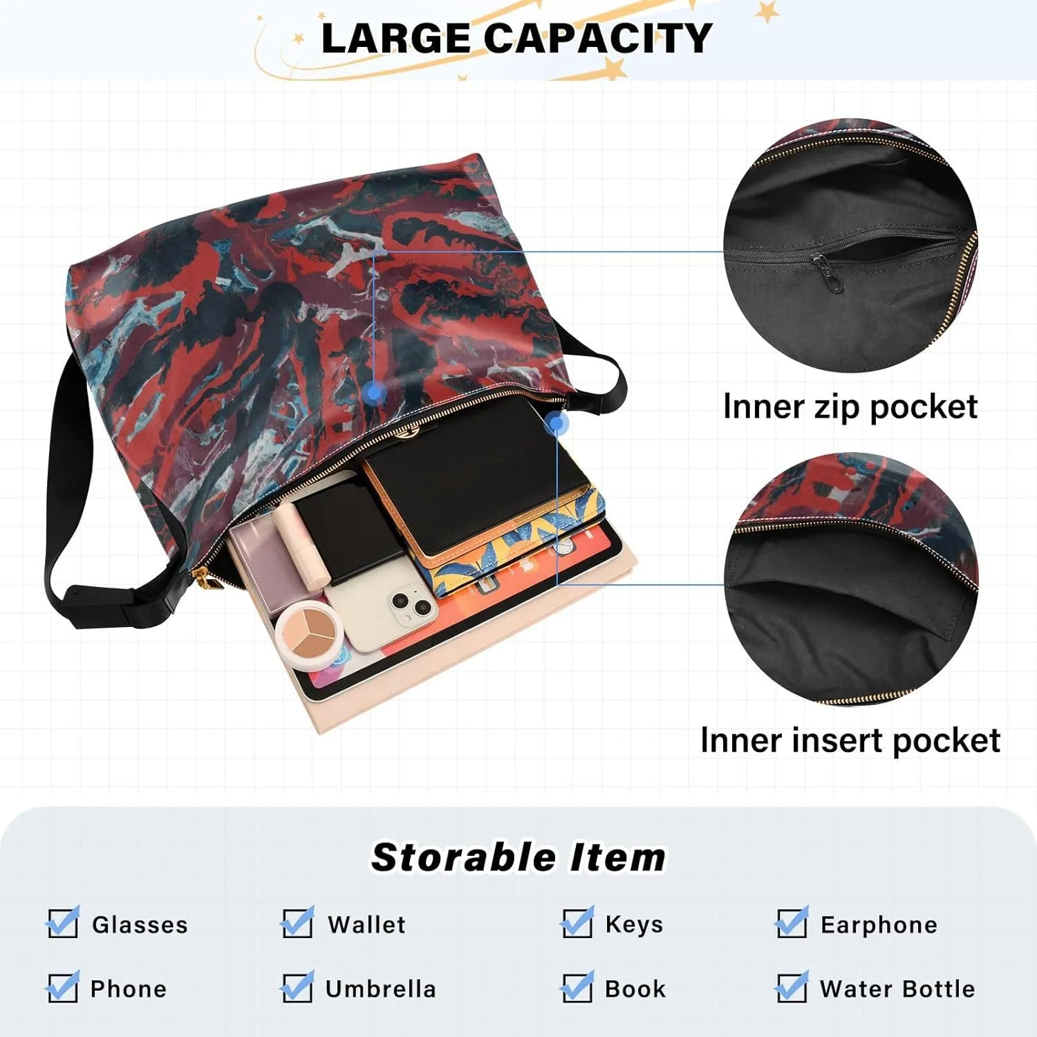 large Shoulder Bags Crossbody Purses Leather Handbag Clutch Hobo Purse for Women&Men T9