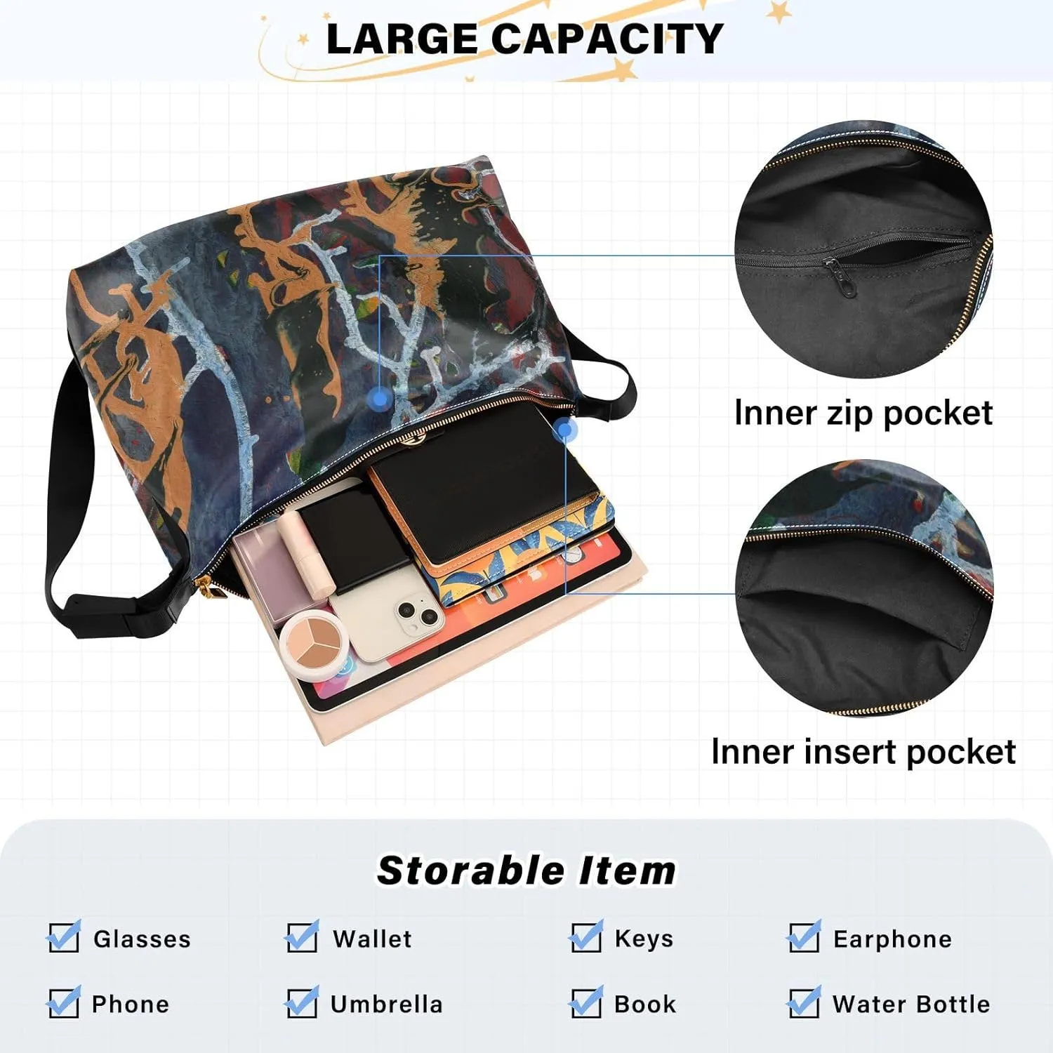 large Shoulder Bags Crossbody Purses Leather Handbag Clutch Hobo Purse for Women&Men T9