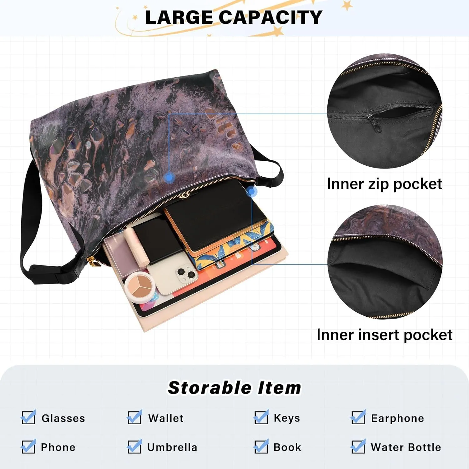 large Shoulder Bags Crossbody Purses Leather Handbag Clutch Hobo Purse for Women&Men T9