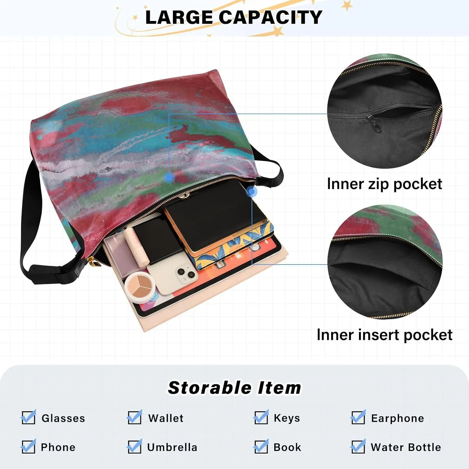 large Shoulder Bags Crossbody Purses Leather Handbag Clutch Hobo Purse for Women&Men T9