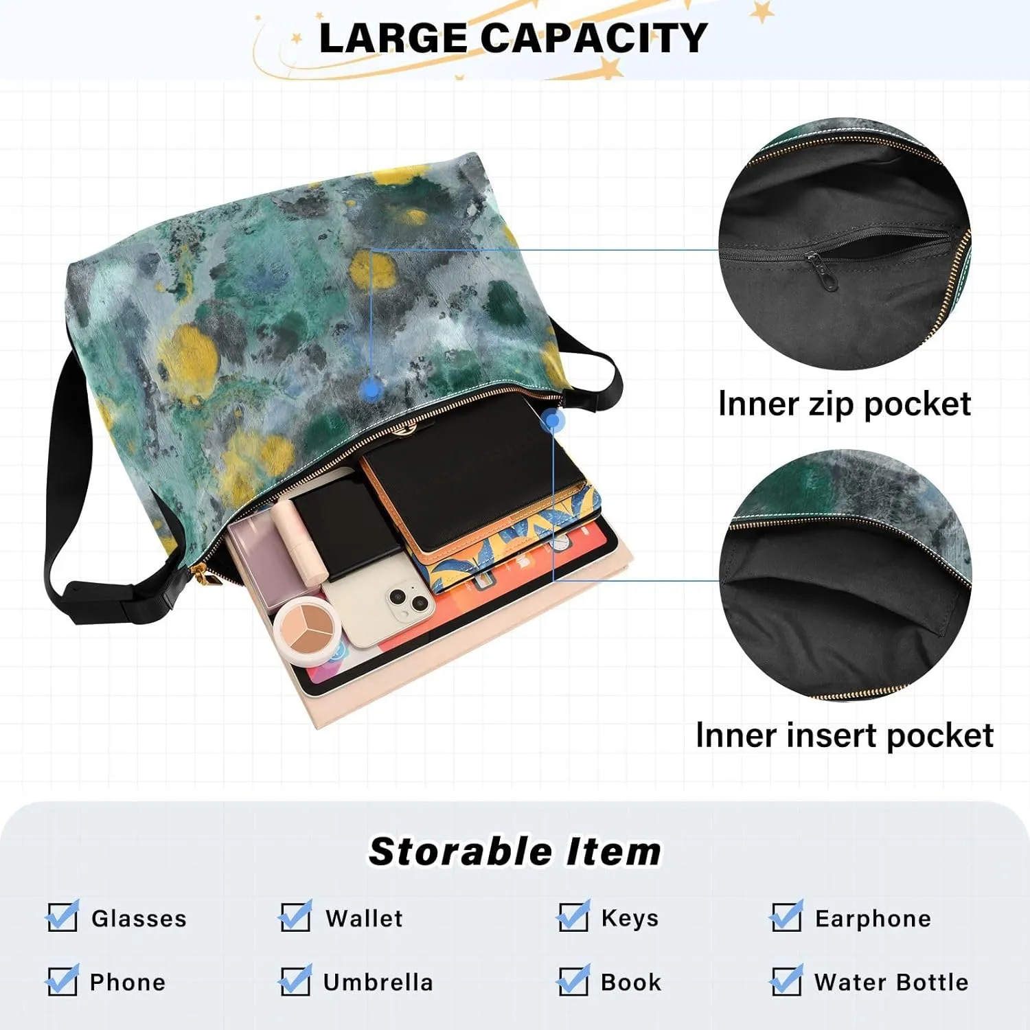 large Shoulder Bags Crossbody Purses Leather Handbag Clutch Hobo Purse for Women&Men T9