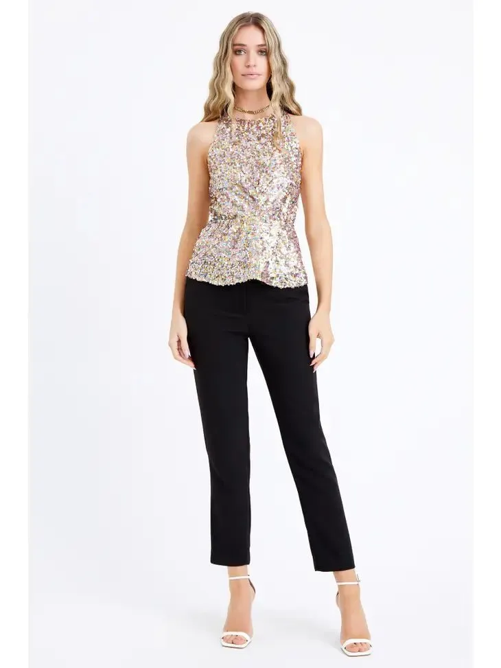 Last Night Sequin Halter Top