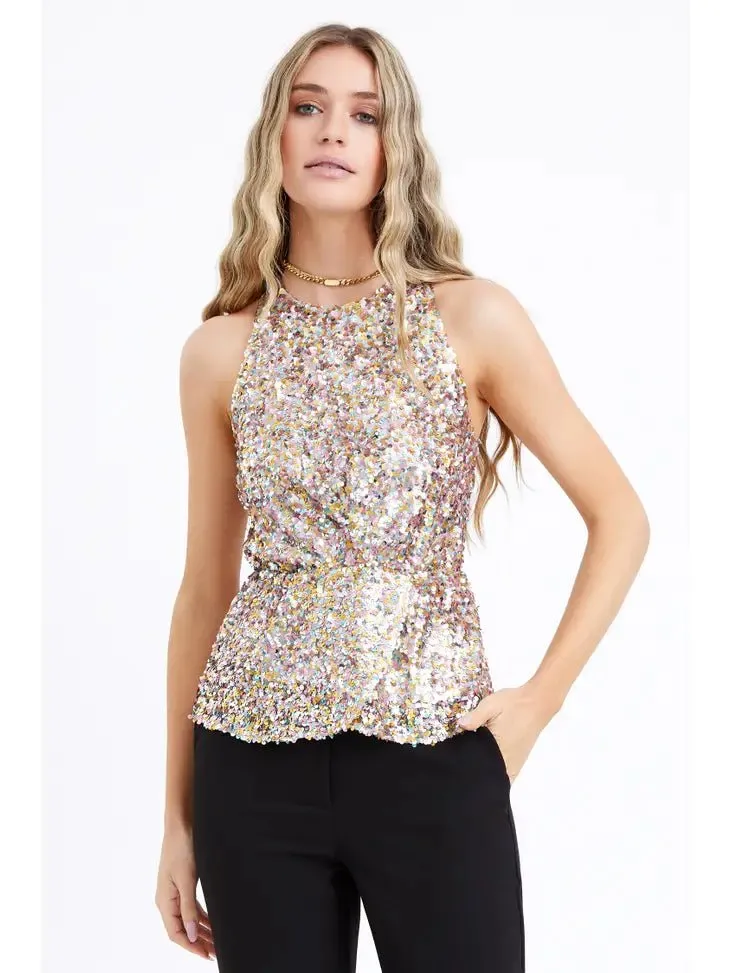 Last Night Sequin Halter Top