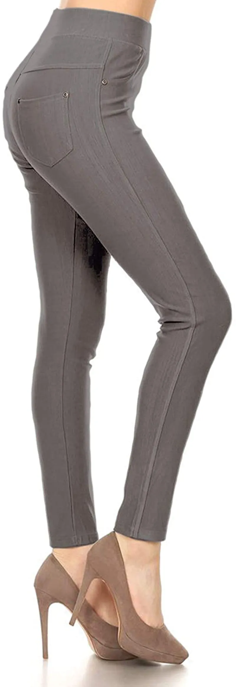 Leggings Depot Premium Quality Cotton Blend Stretch Jeggings with 2 Pockets