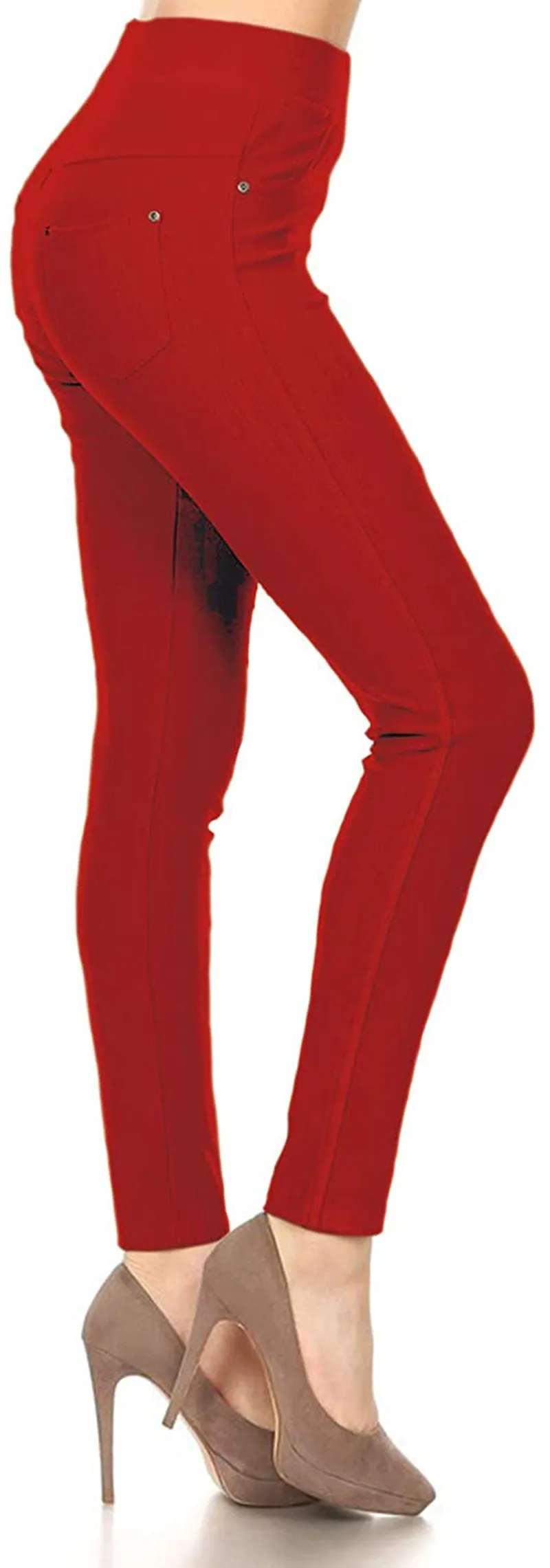 Leggings Depot Premium Quality Cotton Blend Stretch Jeggings with 2 Pockets
