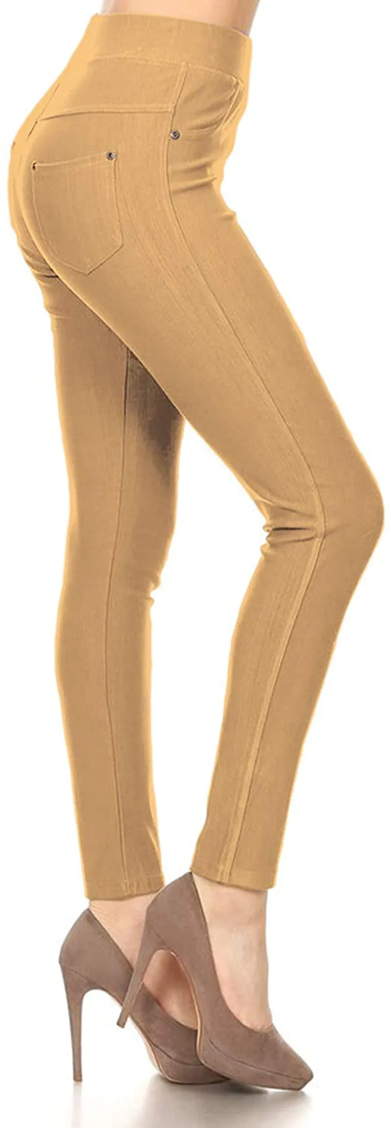 Leggings Depot Premium Quality Cotton Blend Stretch Jeggings with 2 Pockets