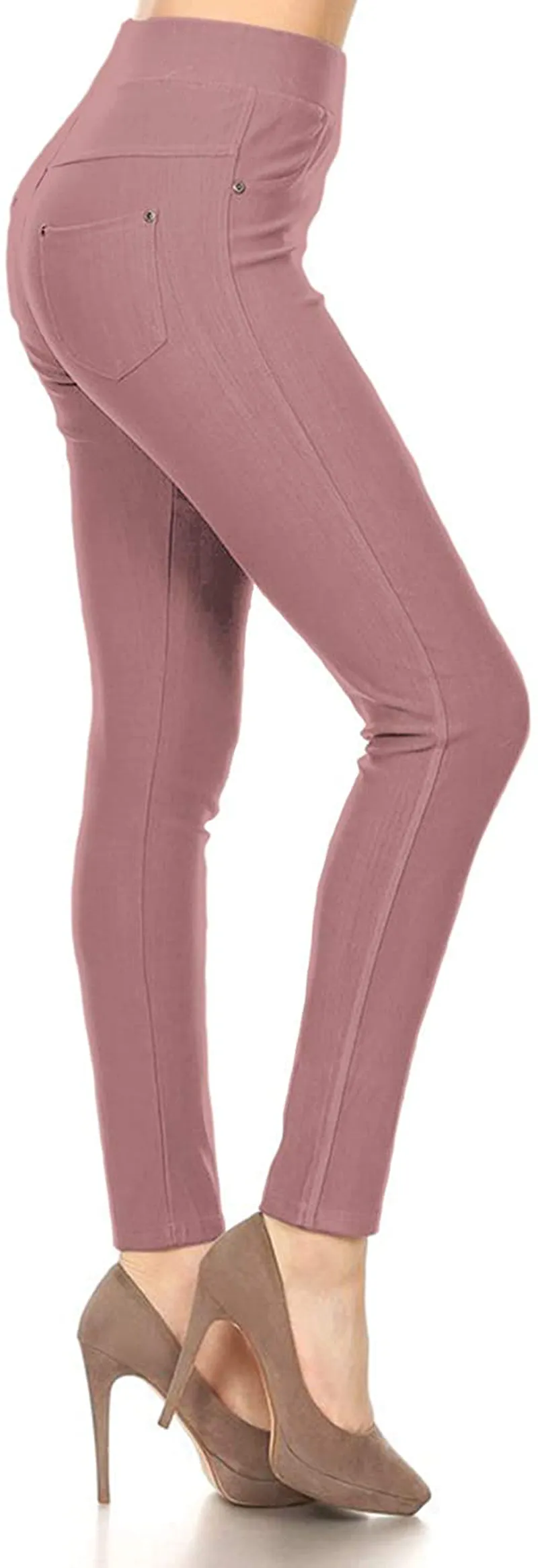 Leggings Depot Premium Quality Cotton Blend Stretch Jeggings with 2 Pockets