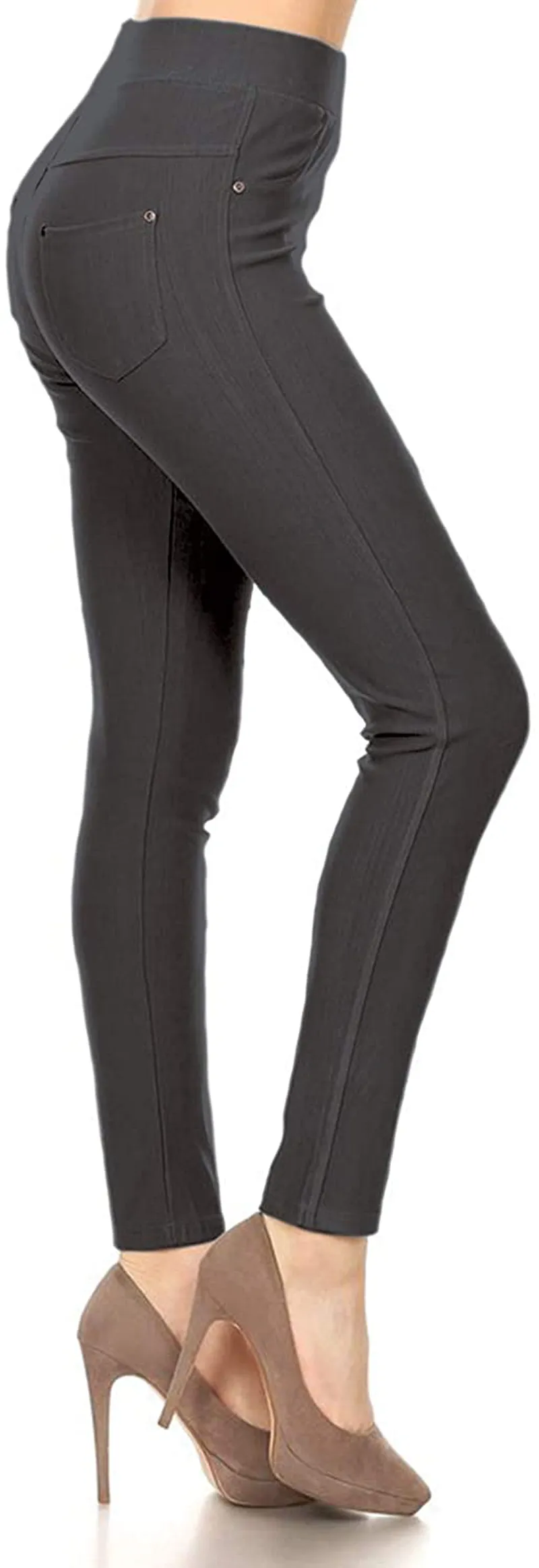 Leggings Depot Premium Quality Cotton Blend Stretch Jeggings with 2 Pockets