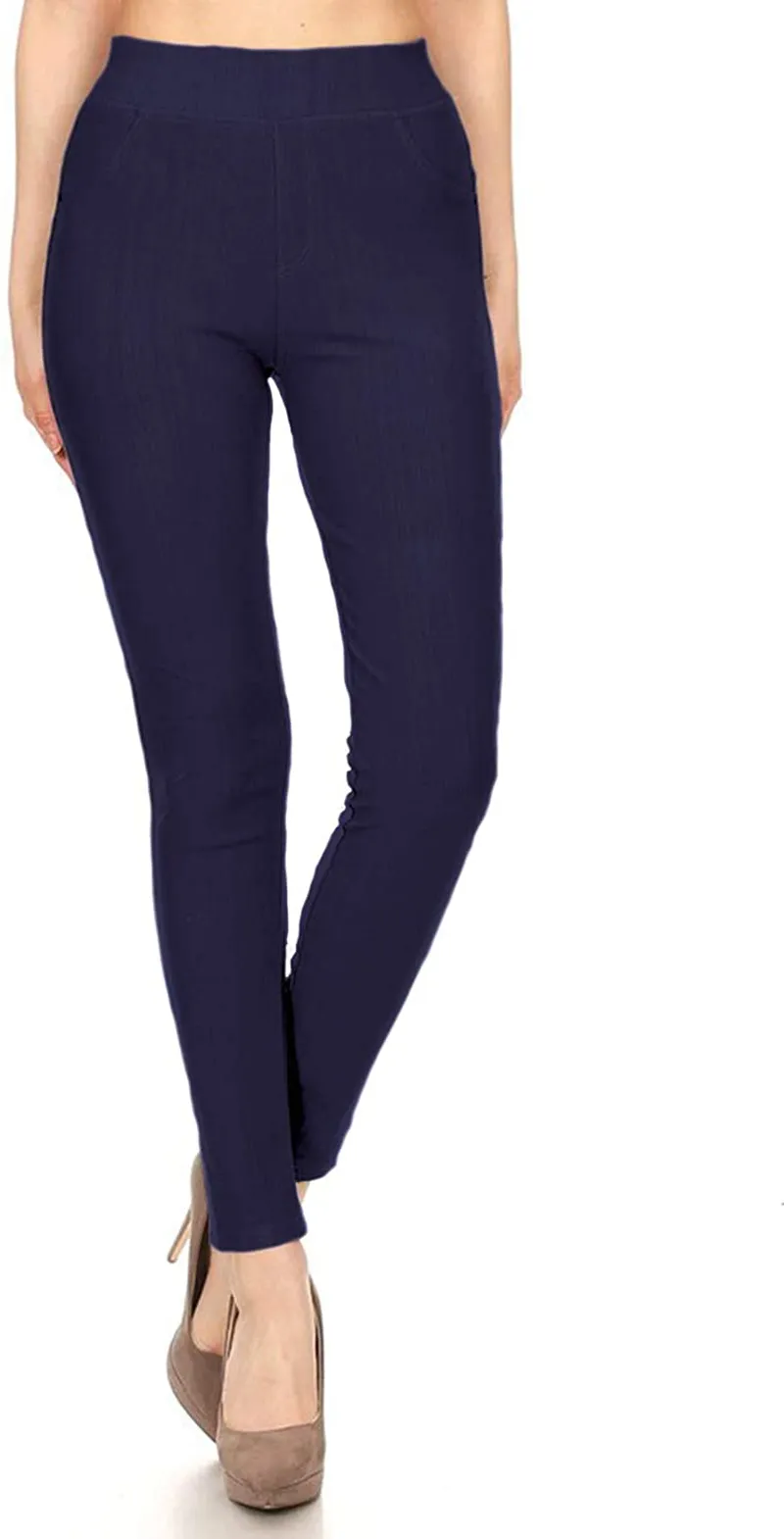 Leggings Depot Premium Quality Cotton Blend Stretch Jeggings with 2 Pockets