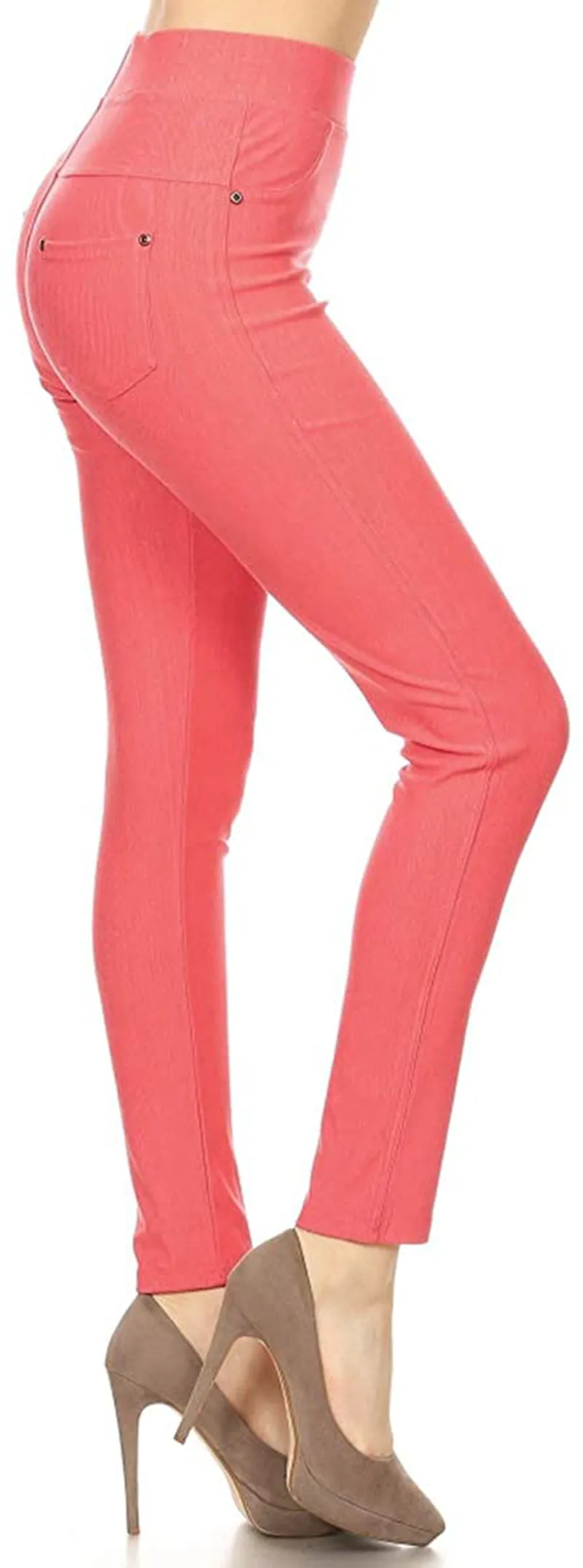 Leggings Depot Premium Quality Cotton Blend Stretch Jeggings with 2 Pockets