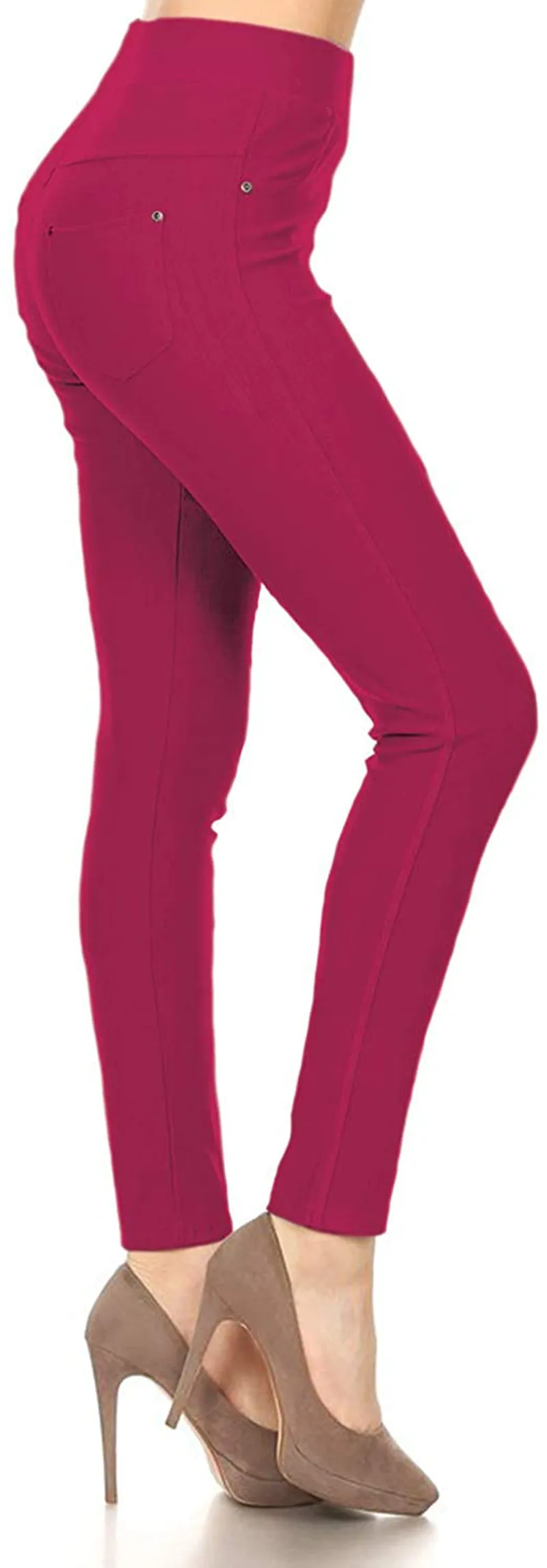 Leggings Depot Premium Quality Cotton Blend Stretch Jeggings with 2 Pockets