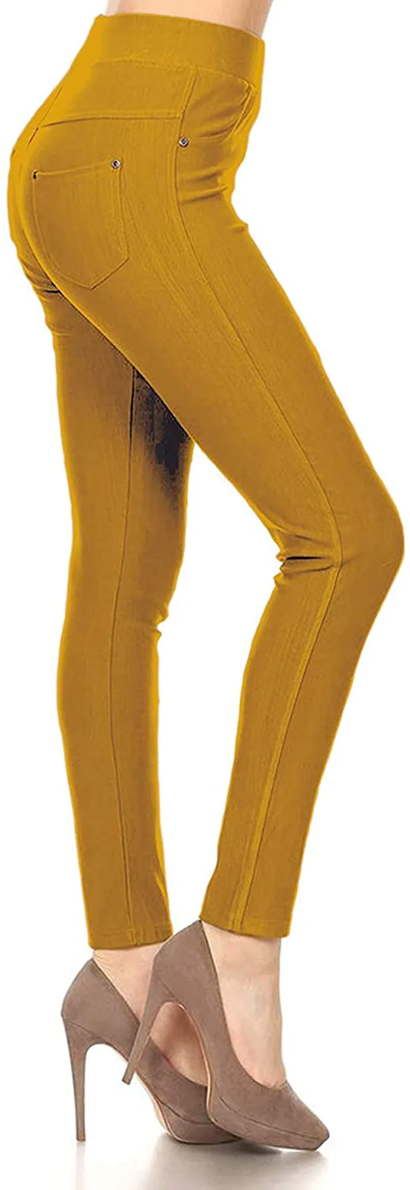 Leggings Depot Premium Quality Cotton Blend Stretch Jeggings with 2 Pockets