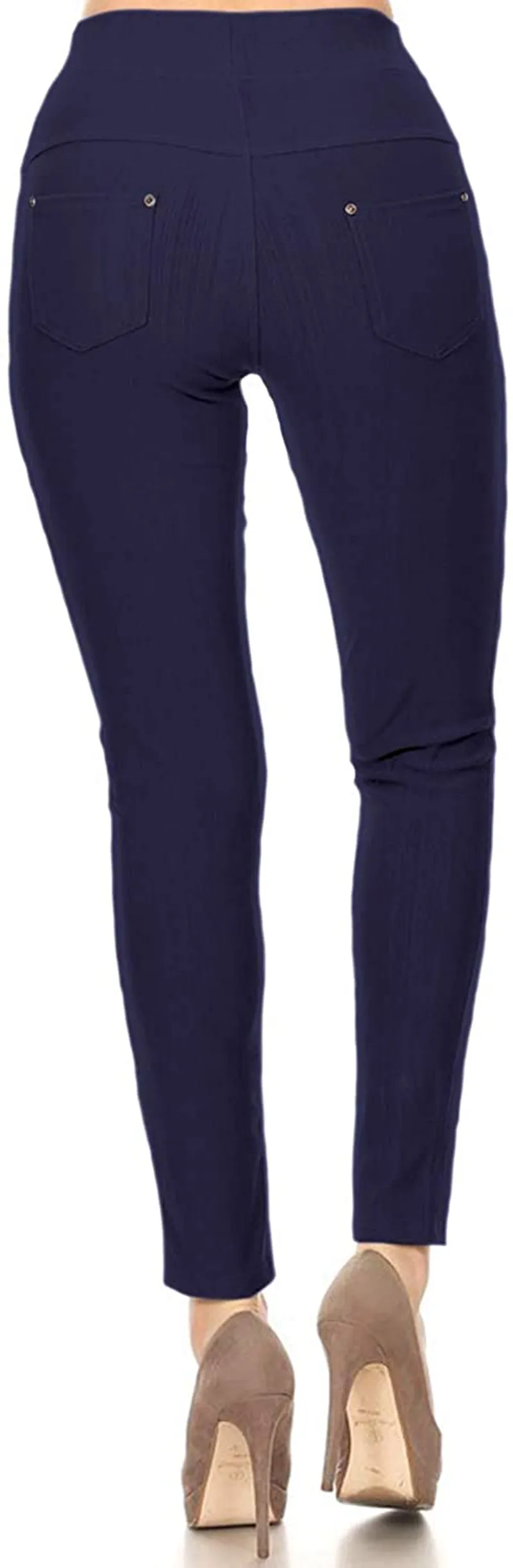 Leggings Depot Premium Quality Cotton Blend Stretch Jeggings with 2 Pockets