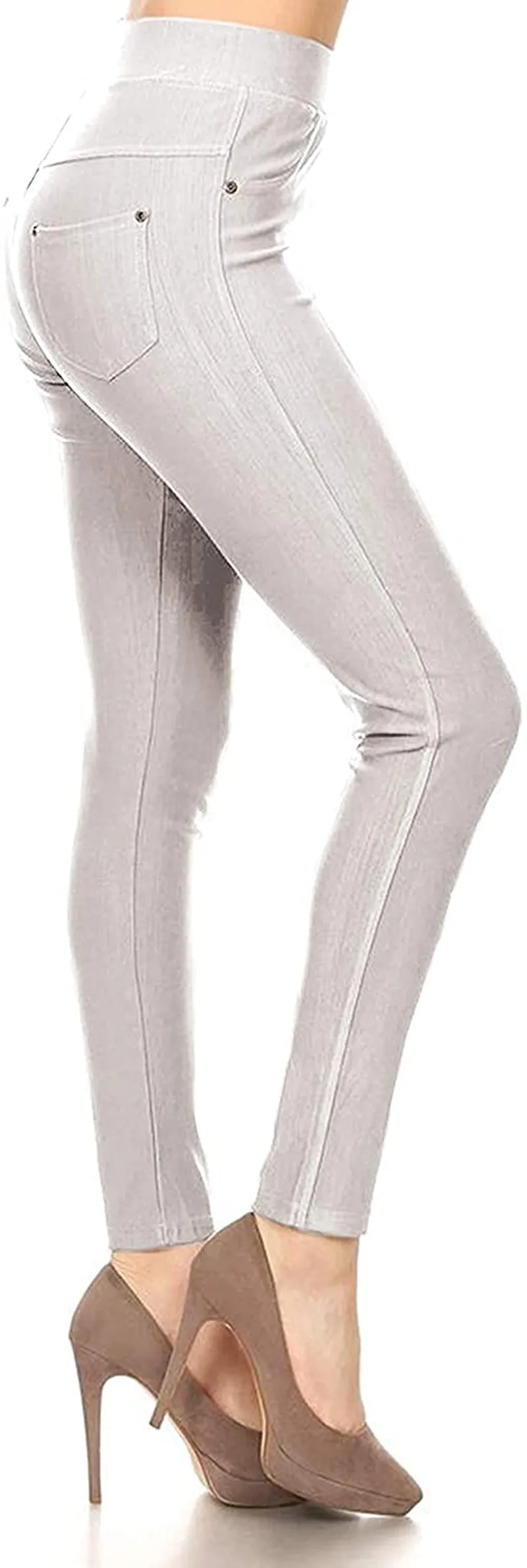 Leggings Depot Premium Quality Cotton Blend Stretch Jeggings with 2 Pockets