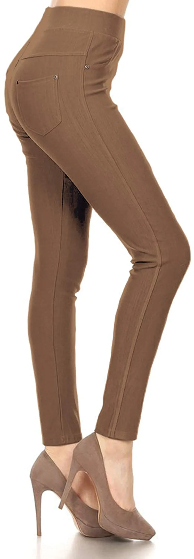 Leggings Depot Premium Quality Cotton Blend Stretch Jeggings with 2 Pockets