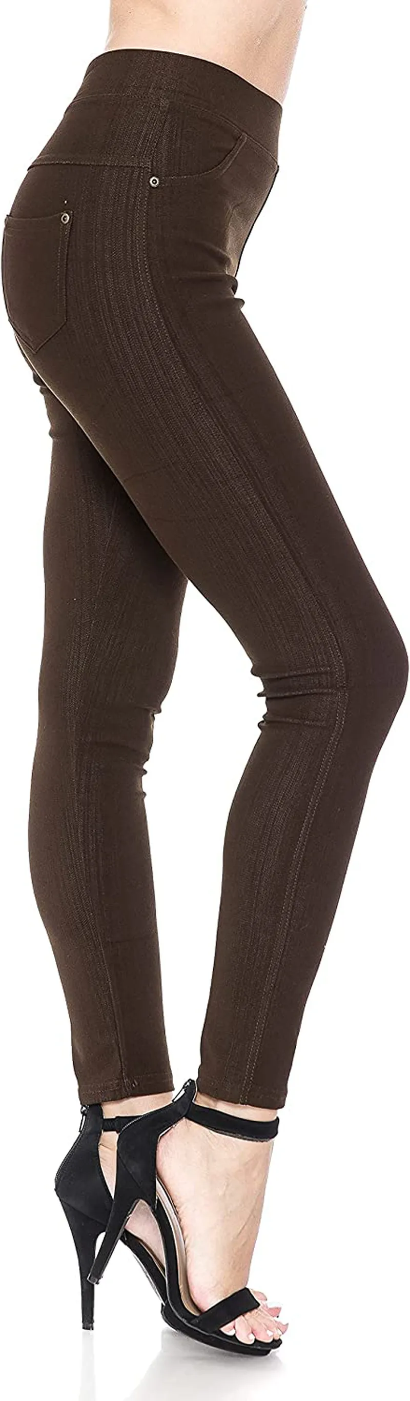 Leggings Depot Premium Quality Cotton Blend Stretch Jeggings with 2 Pockets