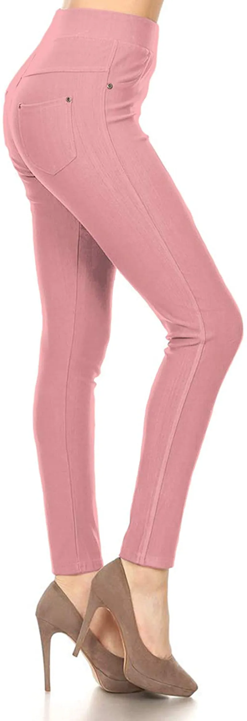 Leggings Depot Premium Quality Cotton Blend Stretch Jeggings with 2 Pockets