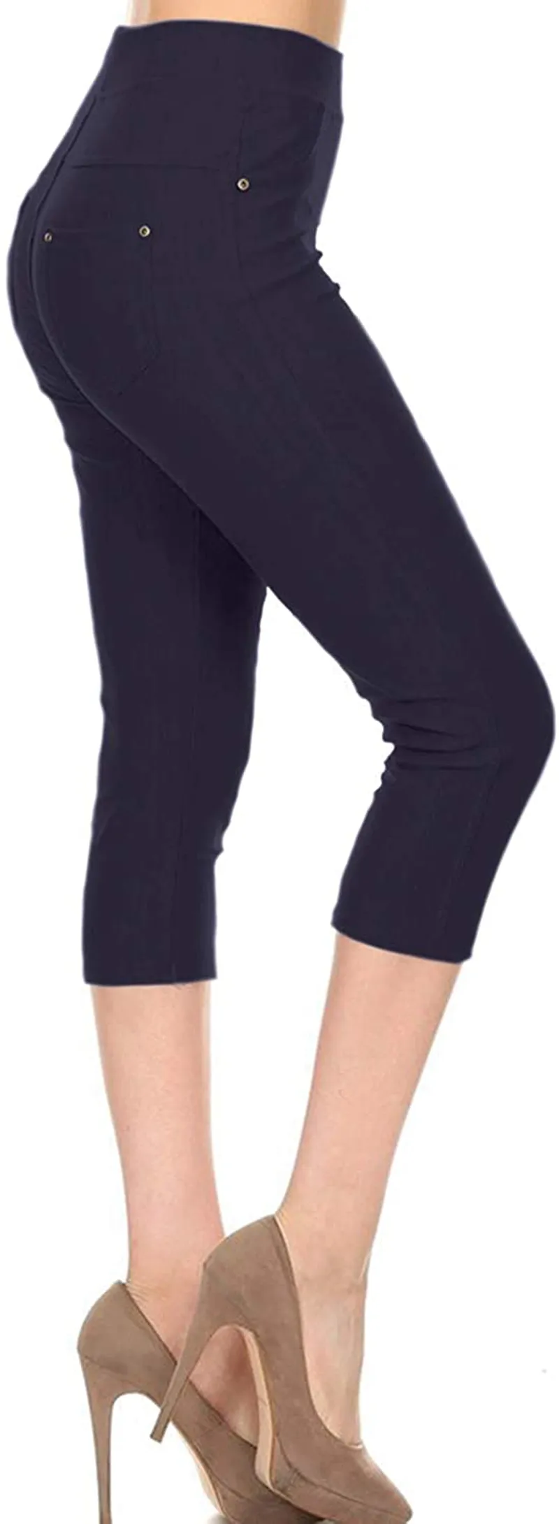 Leggings Depot Premium Quality Cotton Blend Stretch Jeggings with 2 Pockets