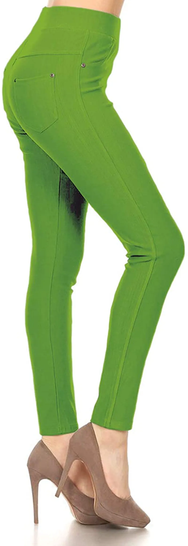 Leggings Depot Premium Quality Cotton Blend Stretch Jeggings with 2 Pockets