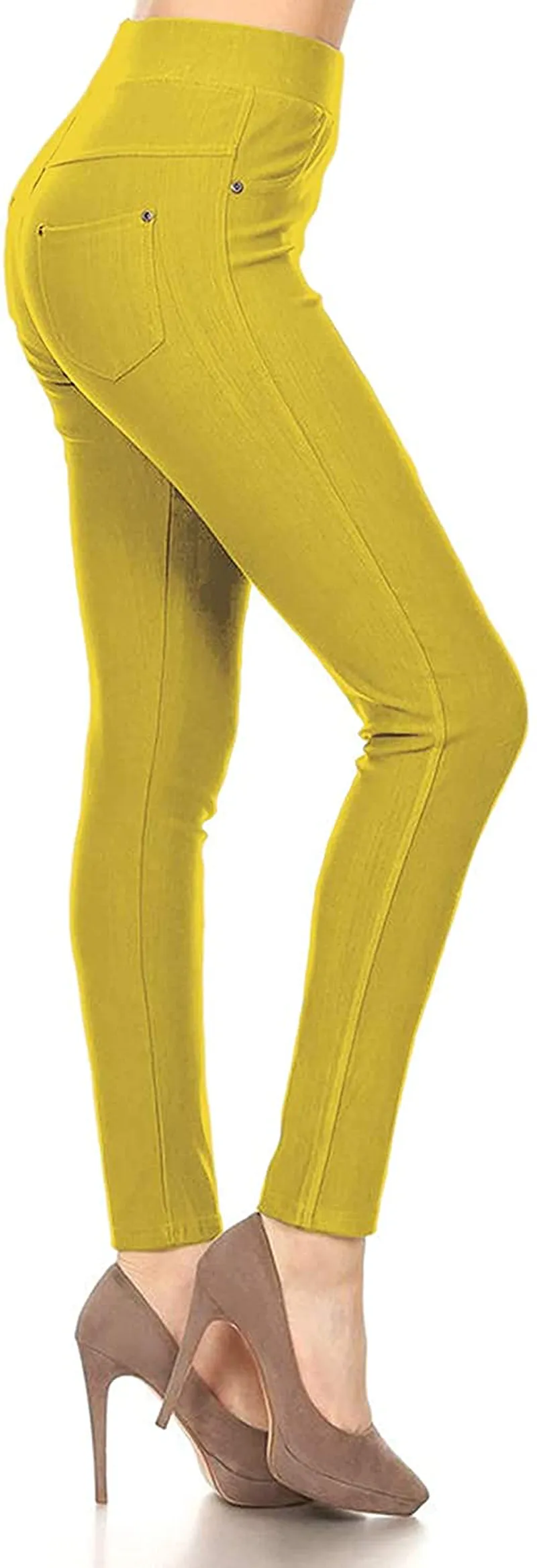Leggings Depot Premium Quality Cotton Blend Stretch Jeggings with 2 Pockets