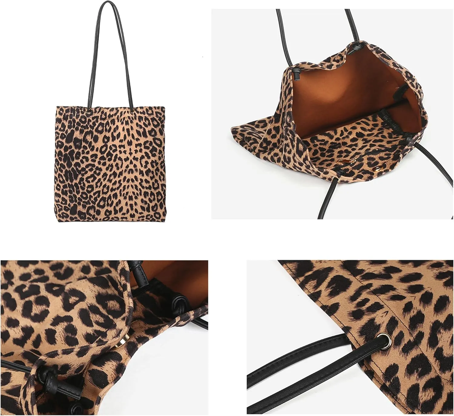 Leopard Tote Bag Cheetah Print Hobo Bag Large Shoulder Bag Tote Handbag Women Reusable Grocery Shopping Bag