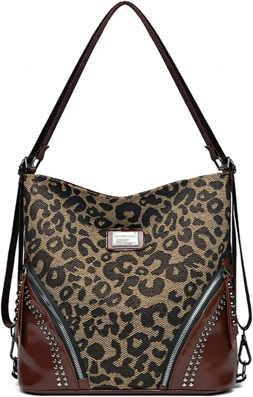 Leopard Tote Bag Cheetah Print Hobo Bag Large Shoulder Bag Tote Handbag Women Reusable Grocery Shopping Bag