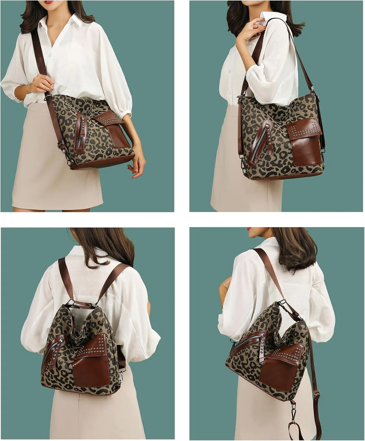 Leopard Tote Bag Cheetah Print Hobo Bag Large Shoulder Bag Tote Handbag Women Reusable Grocery Shopping Bag