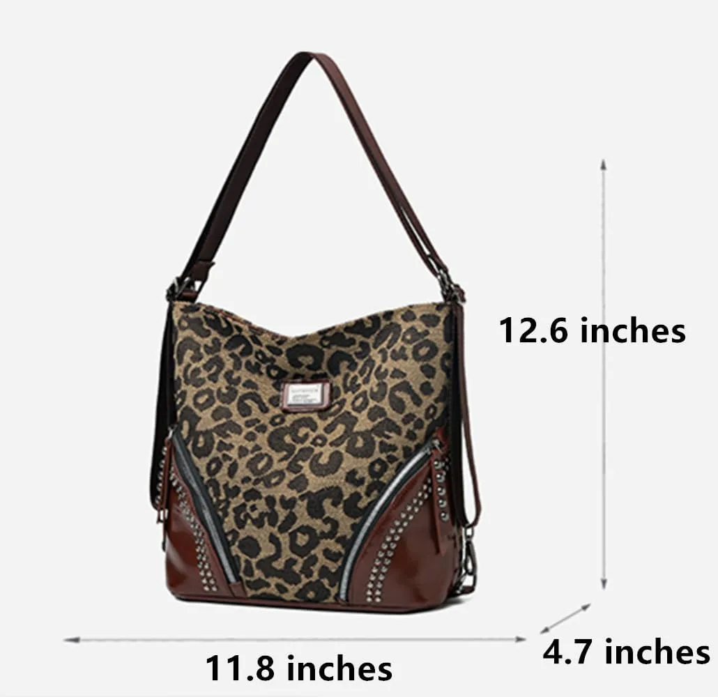 Leopard Tote Bag Cheetah Print Hobo Bag Large Shoulder Bag Tote Handbag Women Reusable Grocery Shopping Bag
