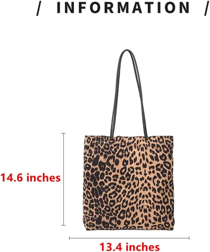 Leopard Tote Bag Cheetah Print Hobo Bag Large Shoulder Bag Tote Handbag Women Reusable Grocery Shopping Bag