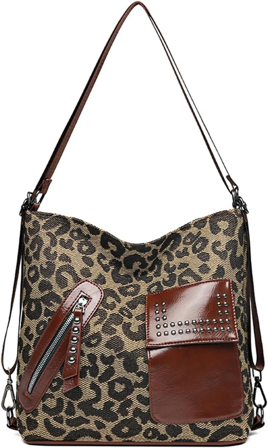 Leopard Tote Bag Cheetah Print Hobo Bag Large Shoulder Bag Tote Handbag Women Reusable Grocery Shopping Bag