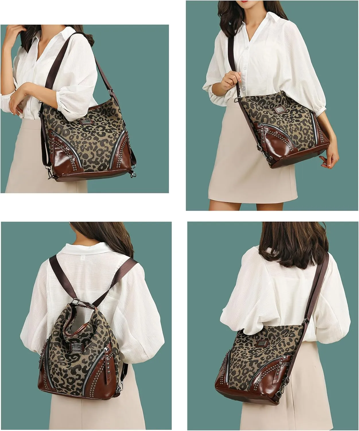 Leopard Tote Bag Cheetah Print Hobo Bag Large Shoulder Bag Tote Handbag Women Reusable Grocery Shopping Bag