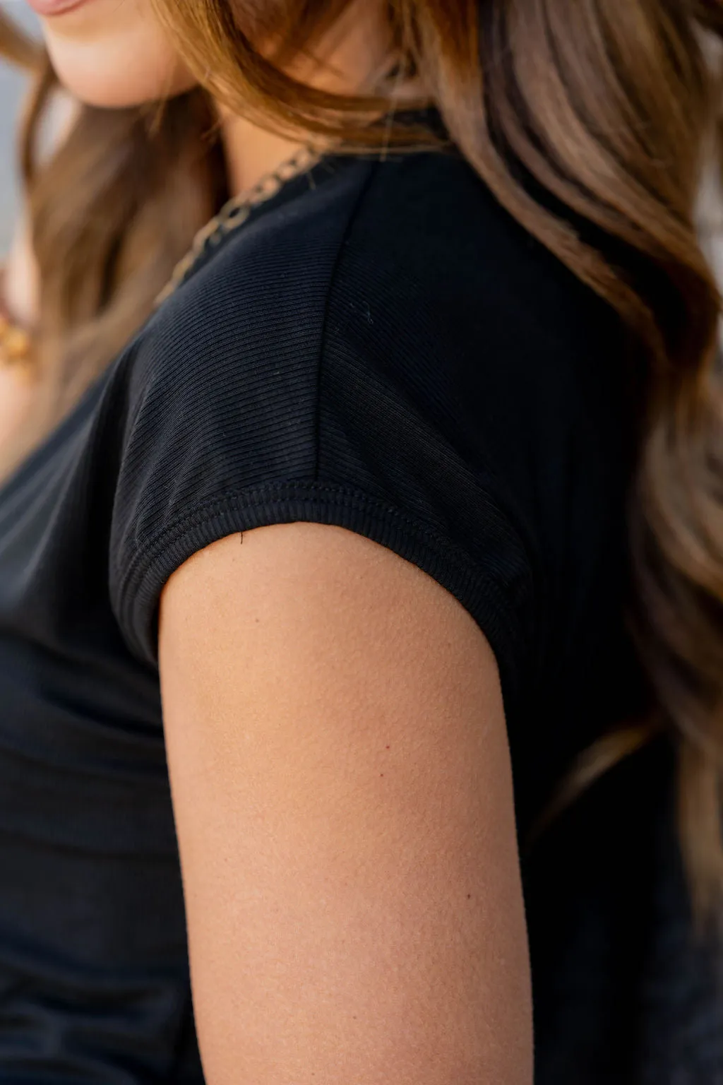 Lightly Ribbed Cap Sleeve Tee
