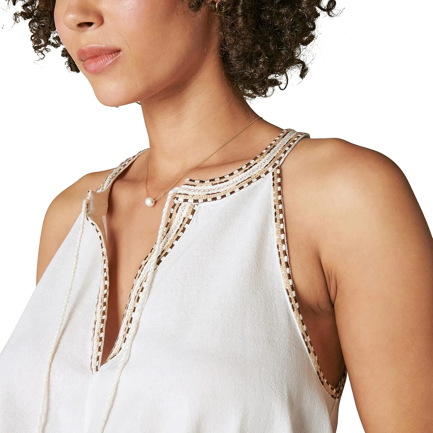 Lucky Brand Women's Embroidered Peasant Swing Tank