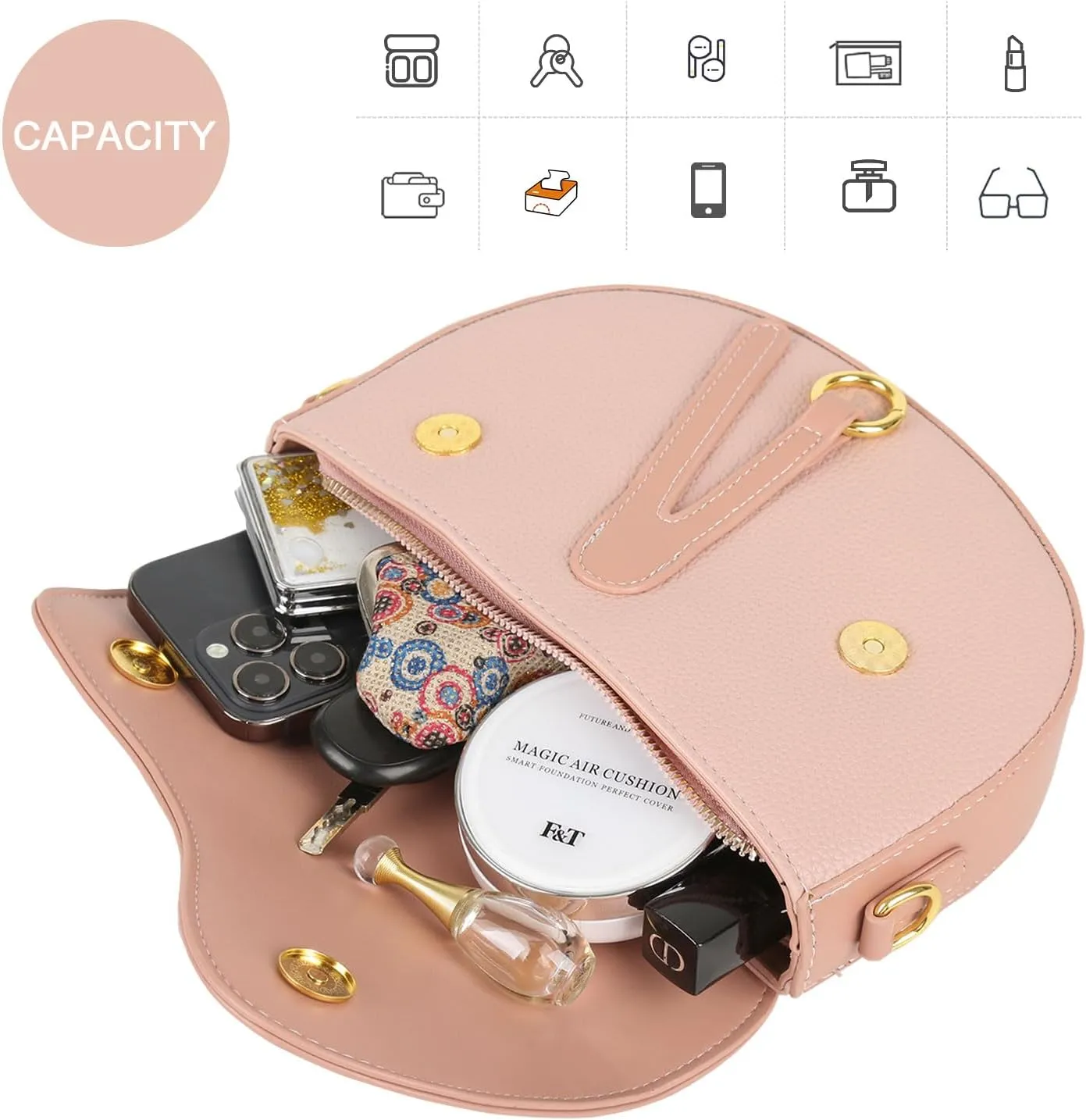 Mini Shoulder Bags for Women,Trendy Saddle Purse,Small Crossbody Bag,Cute PU Leather Clutch Purses Crossbody Handbags