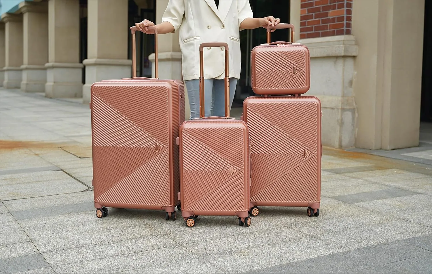 MKF Collection Luggage Set 4 Pieces, Fashion Travel Spinner Hardshell Lightweight 4 Wheels Suitcase