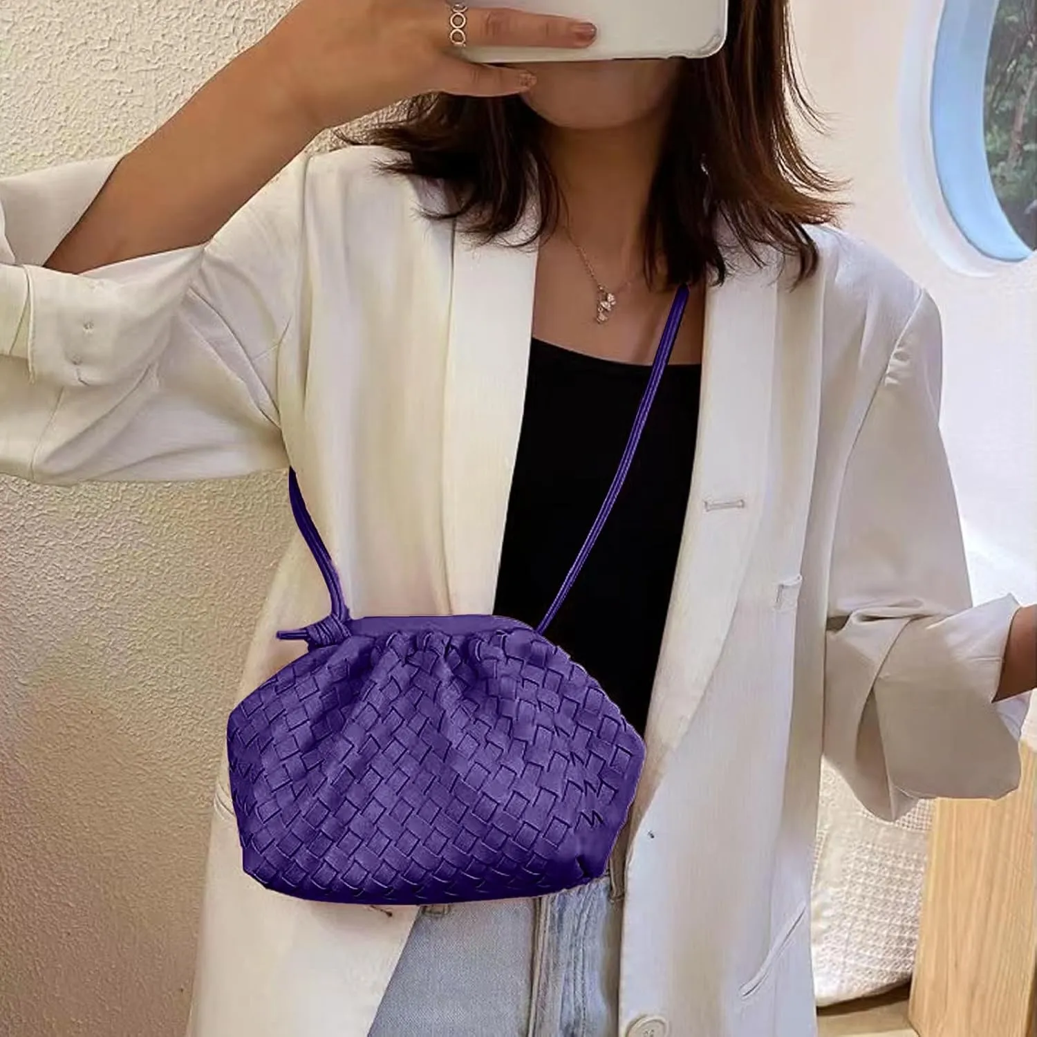 NAARIIAN Woven Crossbody Bags for Women Evening Clutch Hobo Cloud Purse Designer Handbags for Ladies